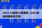 2013-14欧冠16强赛程（2013欧冠四强晋级之路）